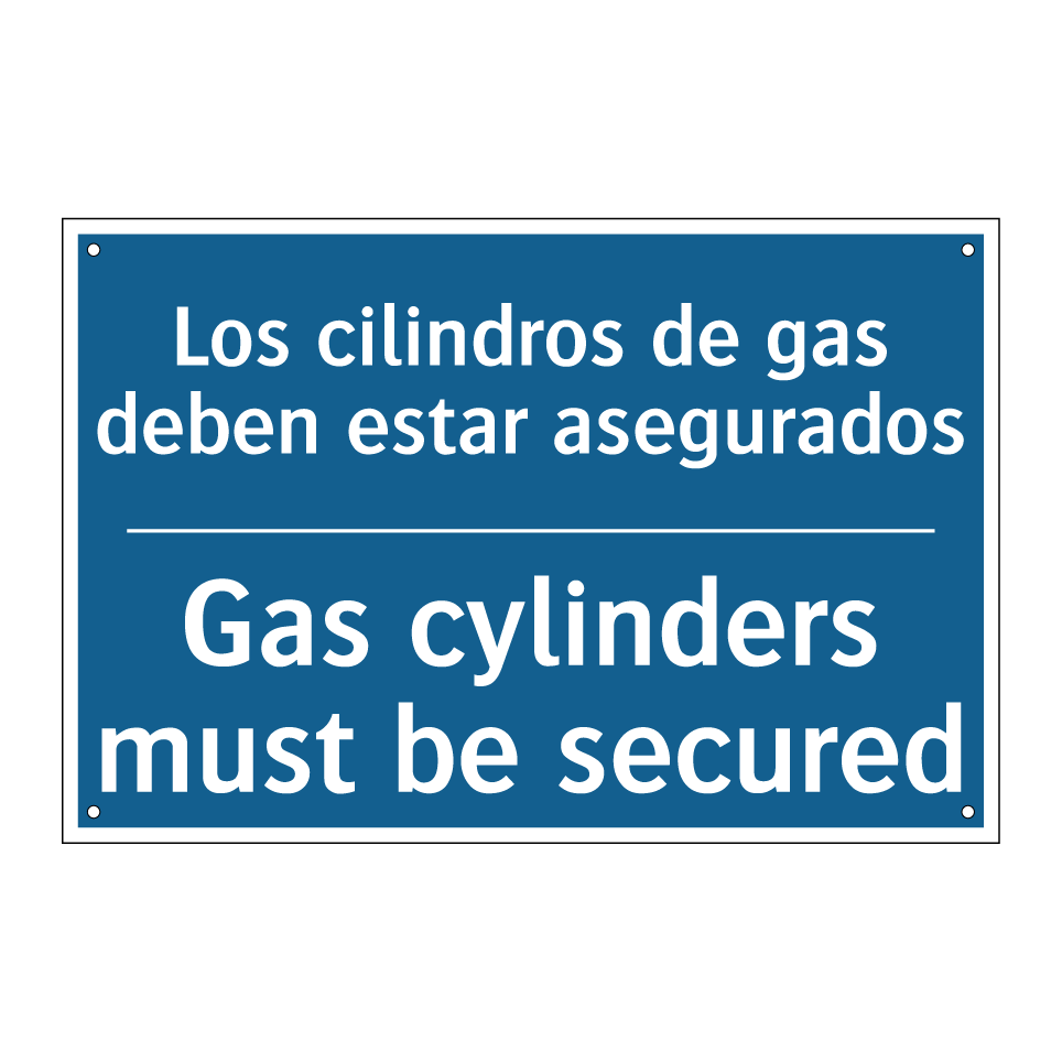 Los cilindros de gas deben estar /.../ - Gas cylinders must be secured