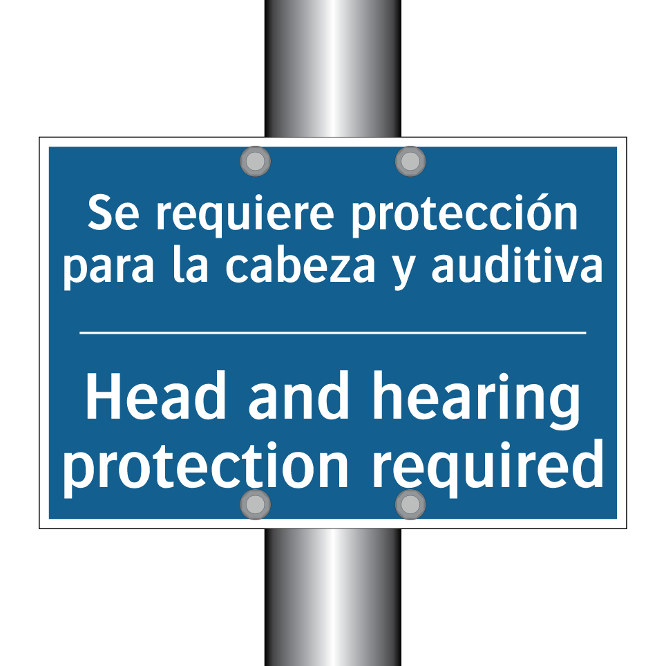 Se requiere protección para la /.../ - Head and hearing protection required /.../