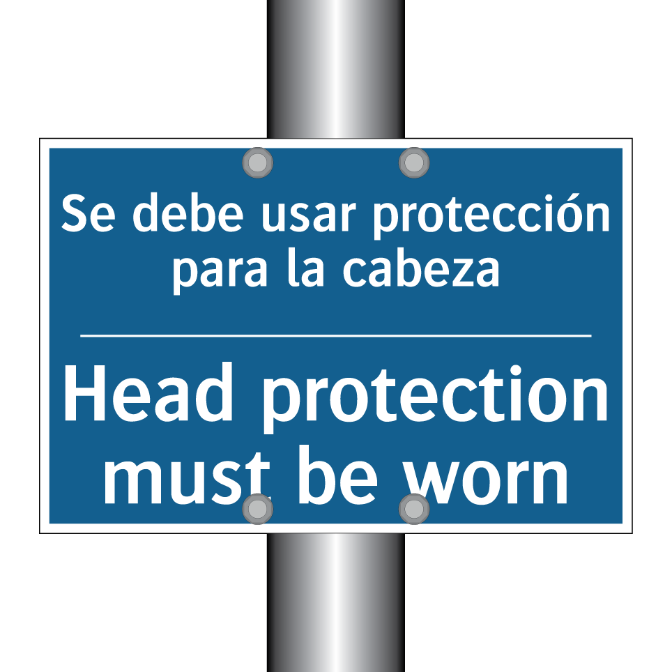 Se debe usar protección para la /.../ - Head protection must be worn
