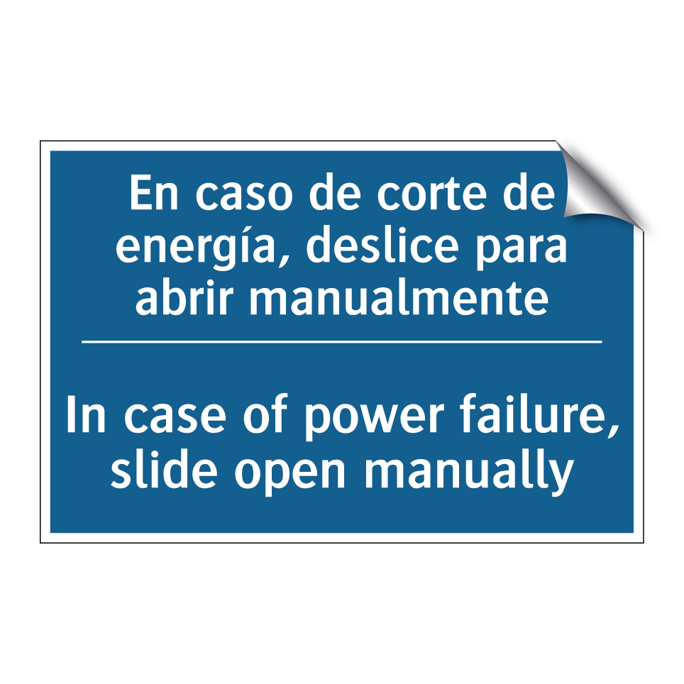 En caso de corte de energía, deslice /.../ - In case of power failure, slide /.../