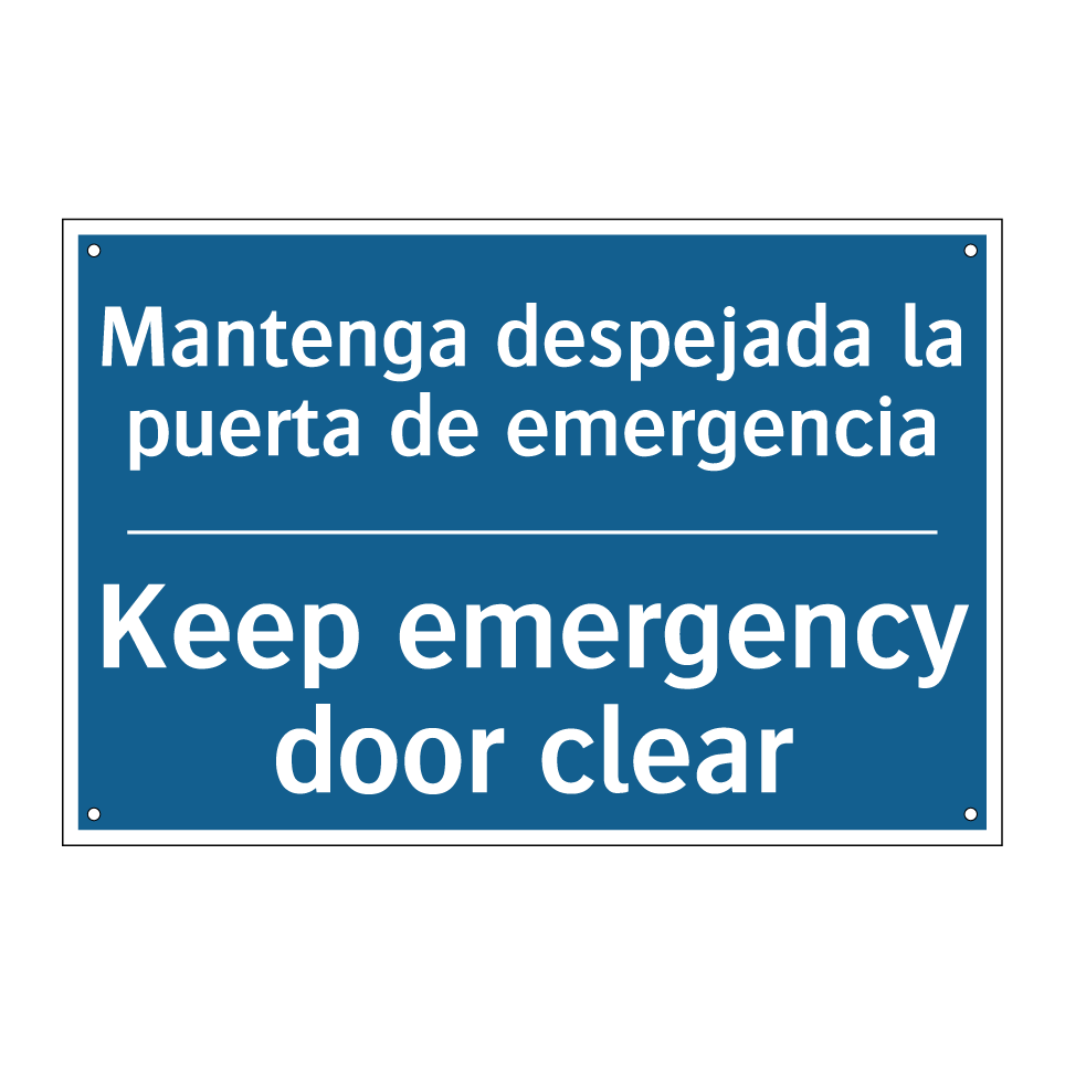 Mantenga despejada la puerta de /.../ - Keep emergency door clear
