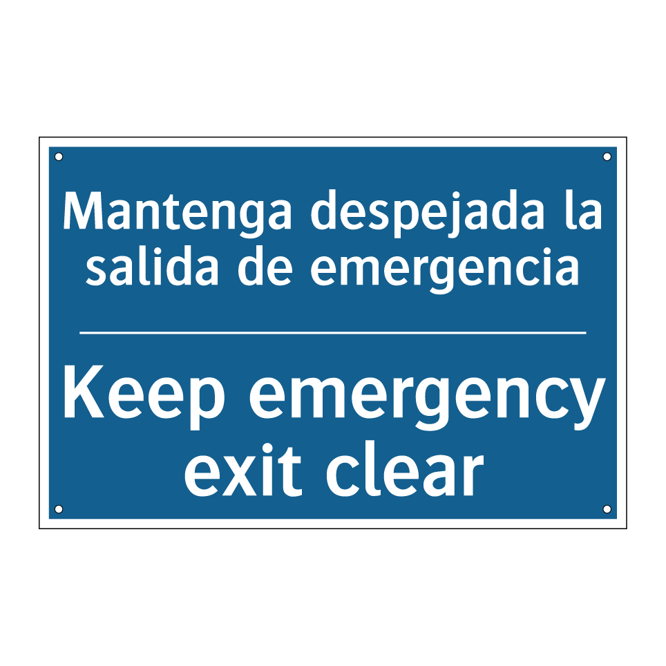 Mantenga despejada la salida de /.../ - Keep emergency exit clear