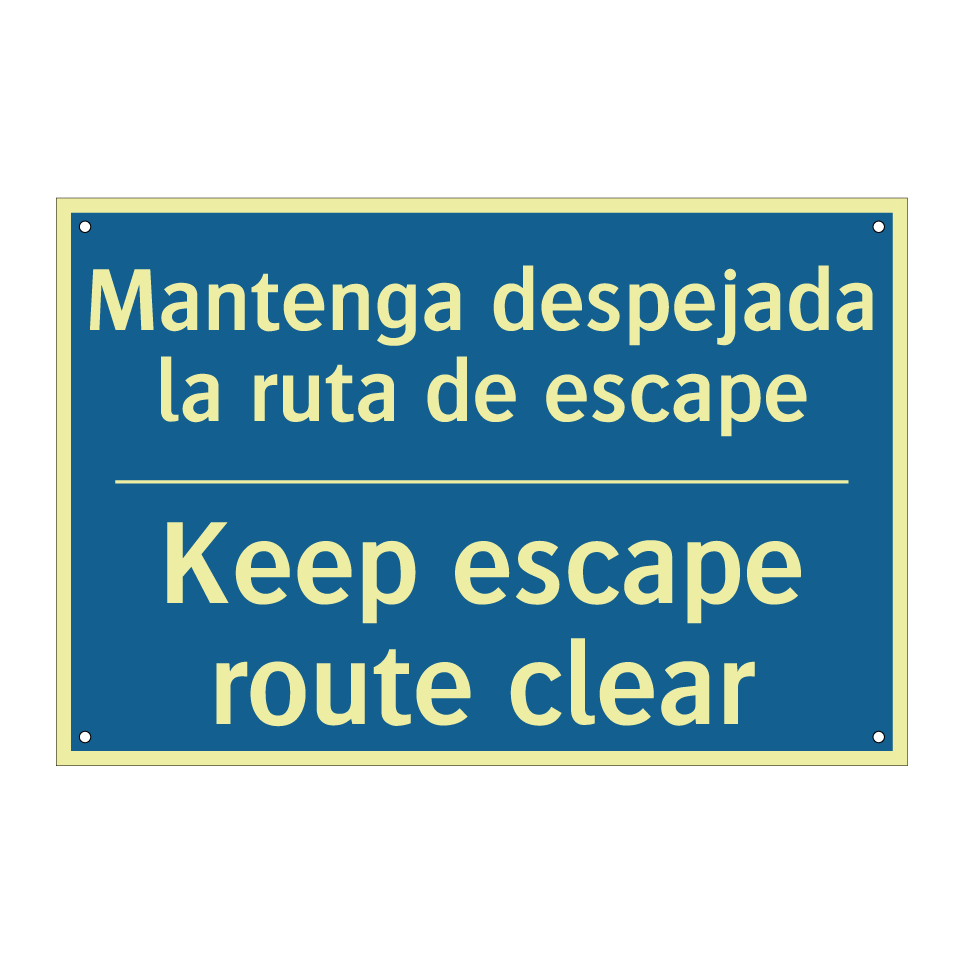 Mantenga despejada la ruta de /.../ - Keep escape route clear