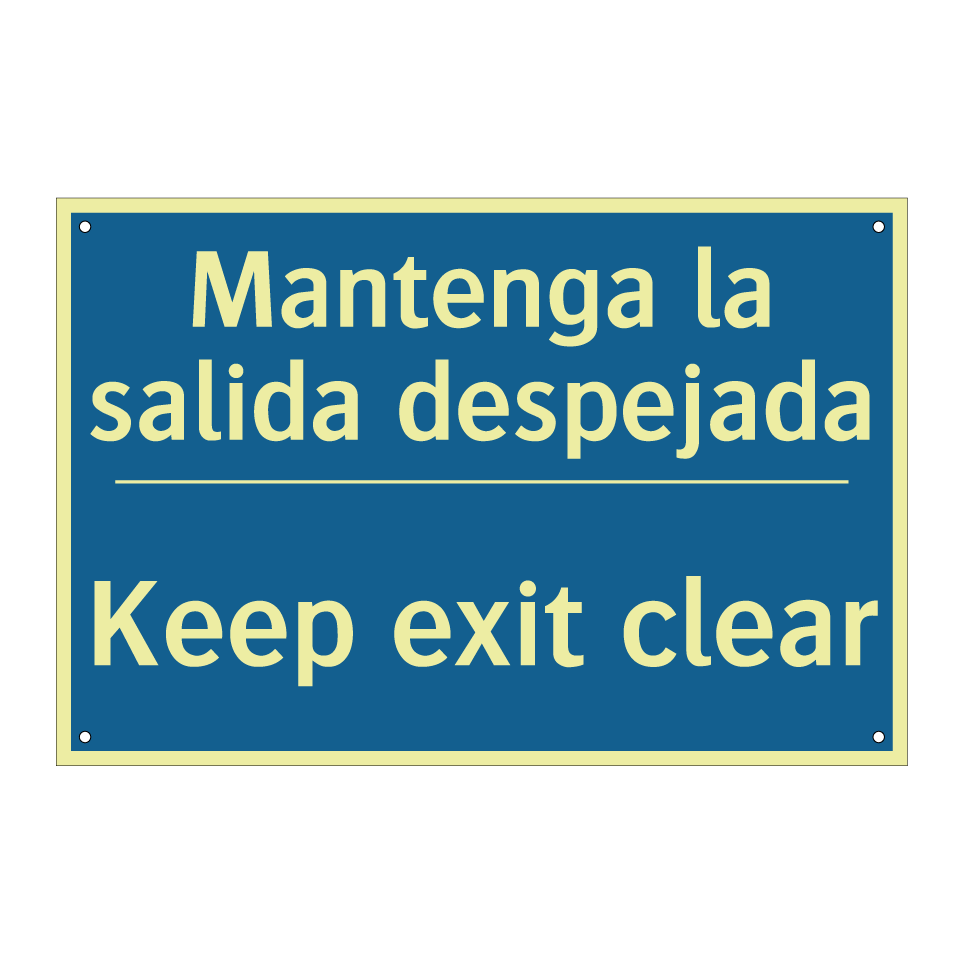 Mantenga la salida despejada - Keep exit clear