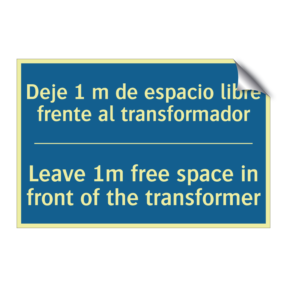Deje 1 m de espacio libre frente /.../ - Leave 1m free space in front of /.../