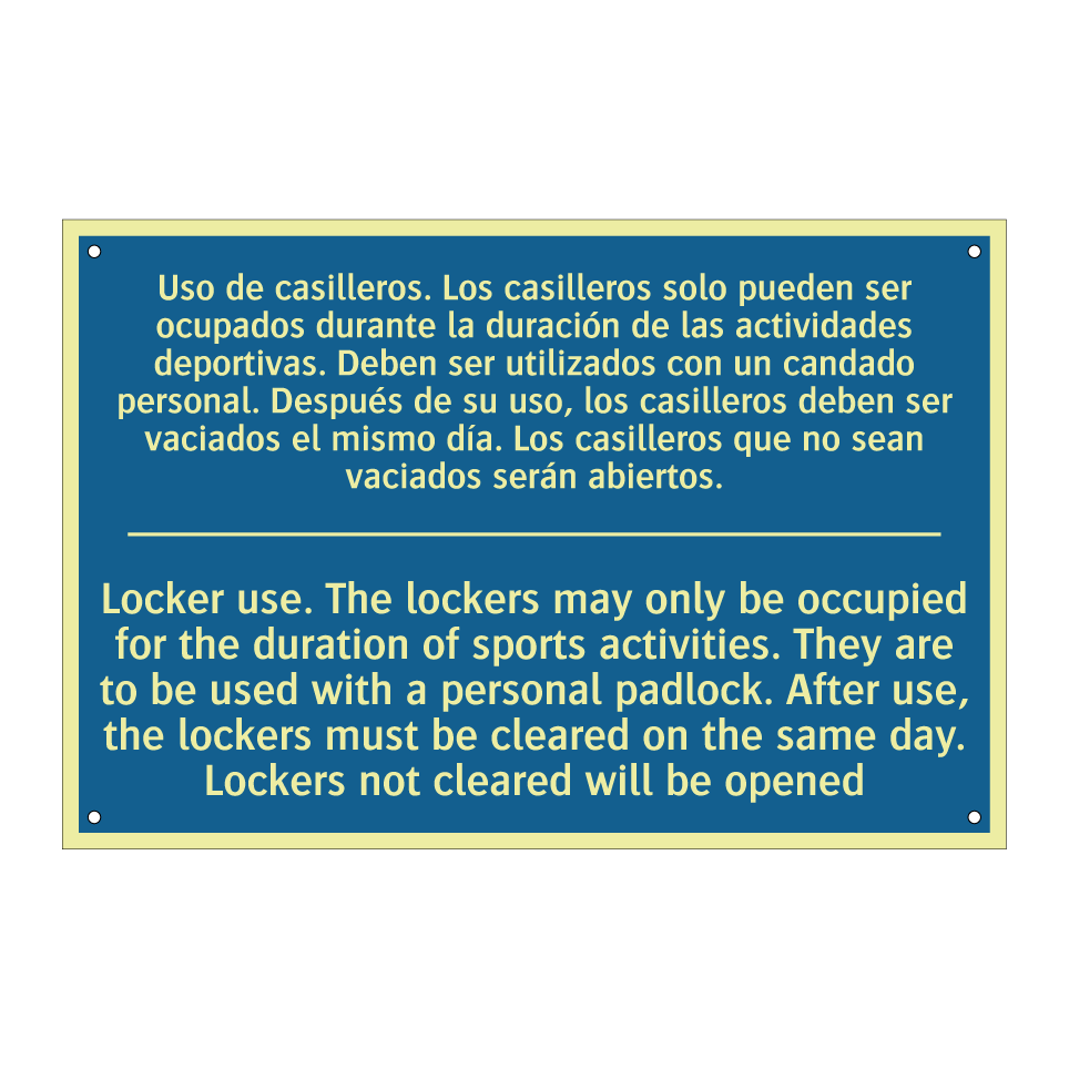 Uso de casilleros. Los casilleros /.../ - Locker use. The lockers may only /.../