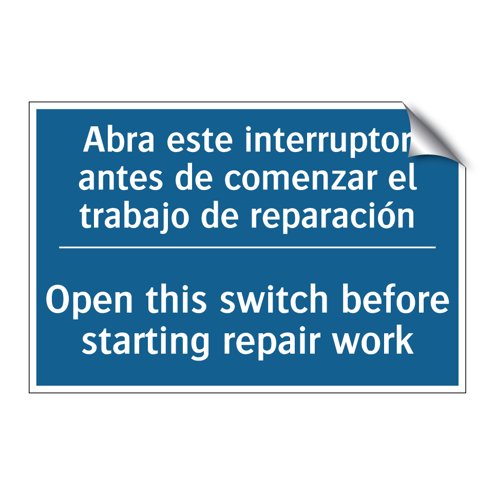Abra este interruptor antes de /.../ - Open this switch before starting /.../