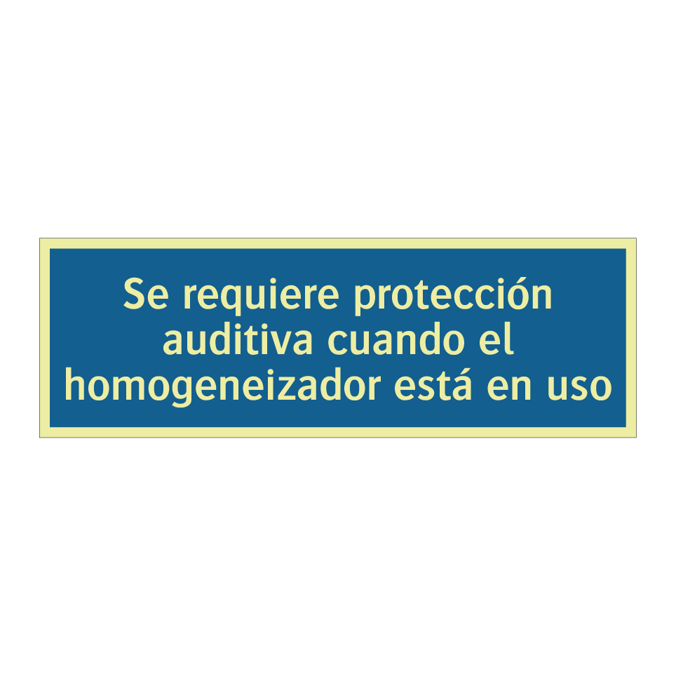 Se requiere protección auditiva cuando el homogeneizador está en uso