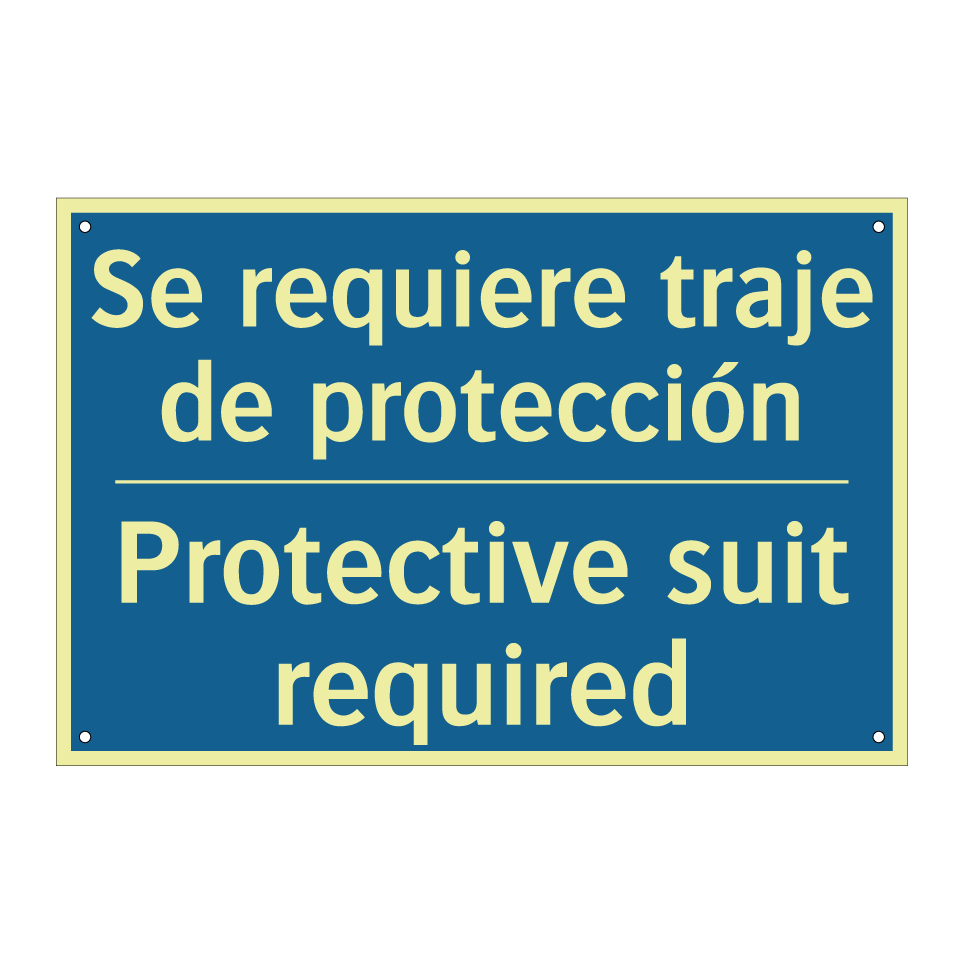 Se requiere traje de protección /.../ - Protective suit required