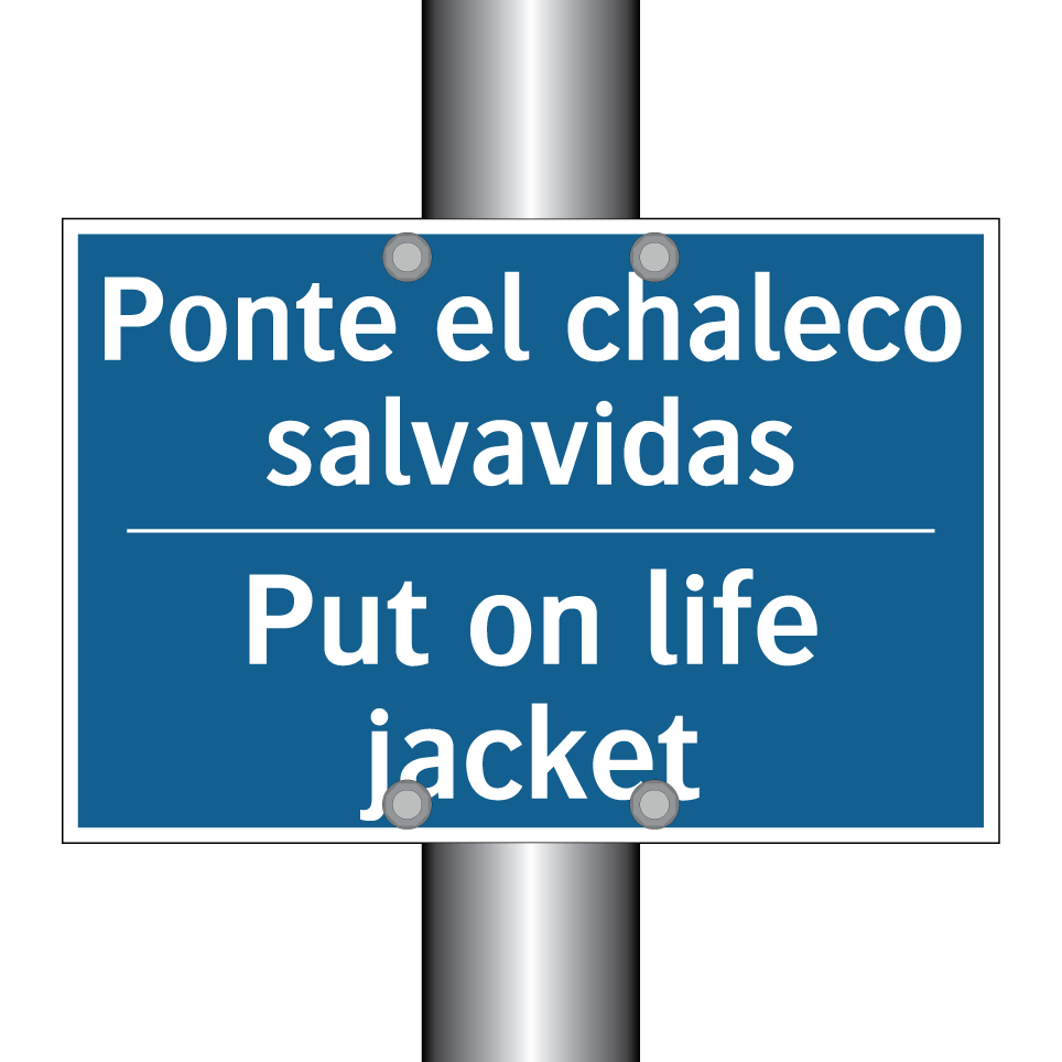Ponte el chaleco salvavidas - Put on life jacket