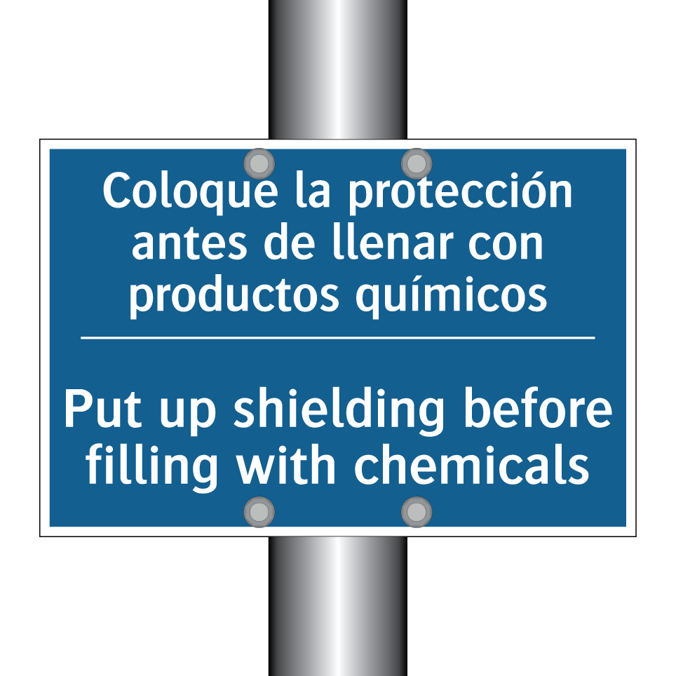 Coloque la protección antes de /.../ - Put up shielding before filling /.../