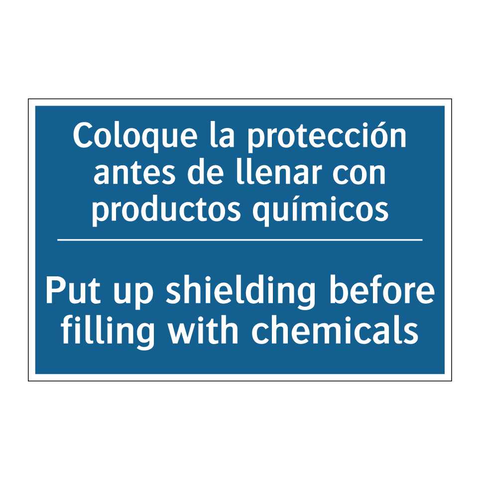 Coloque la protección antes de /.../ - Put up shielding before filling /.../