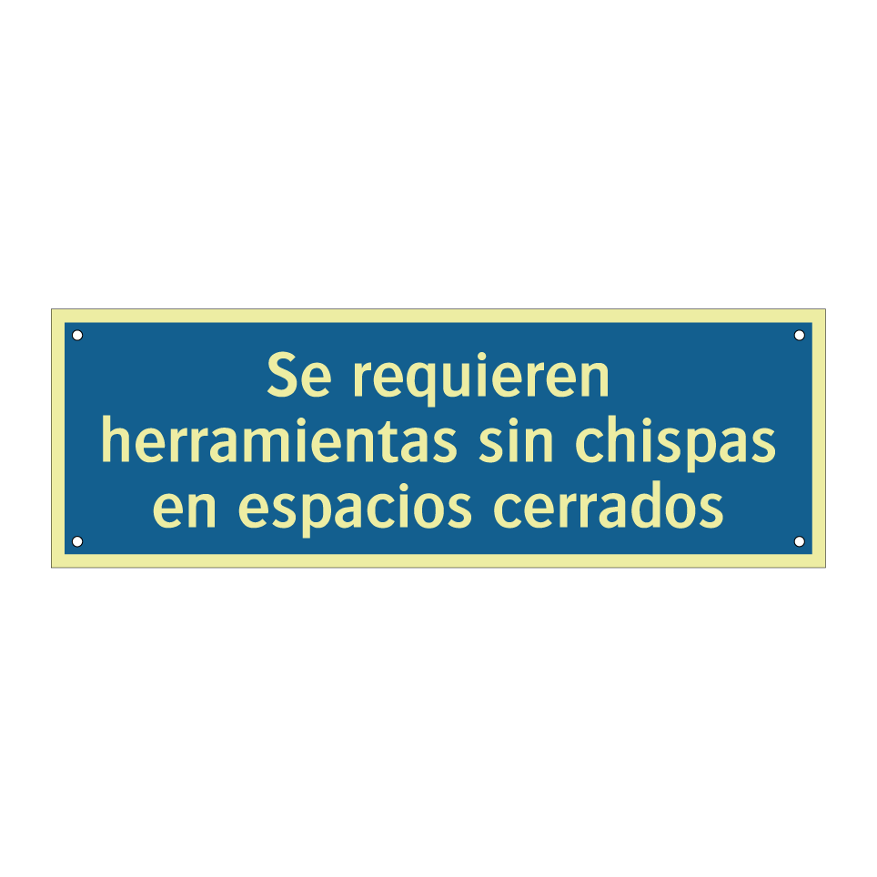 Se requieren herramientas sin chispas en espacios cerrados