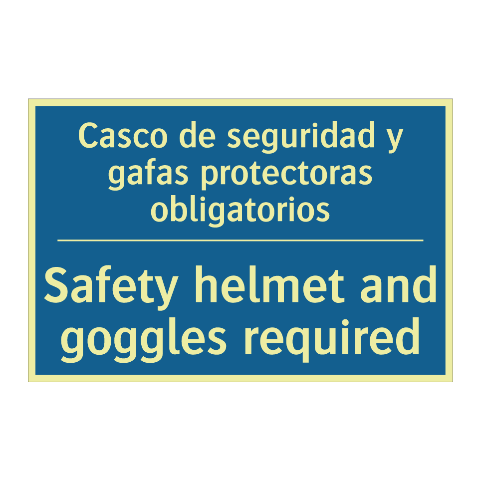 Casco de seguridad y gafas protectoras /.../ - Safety helmet and goggles required /.../