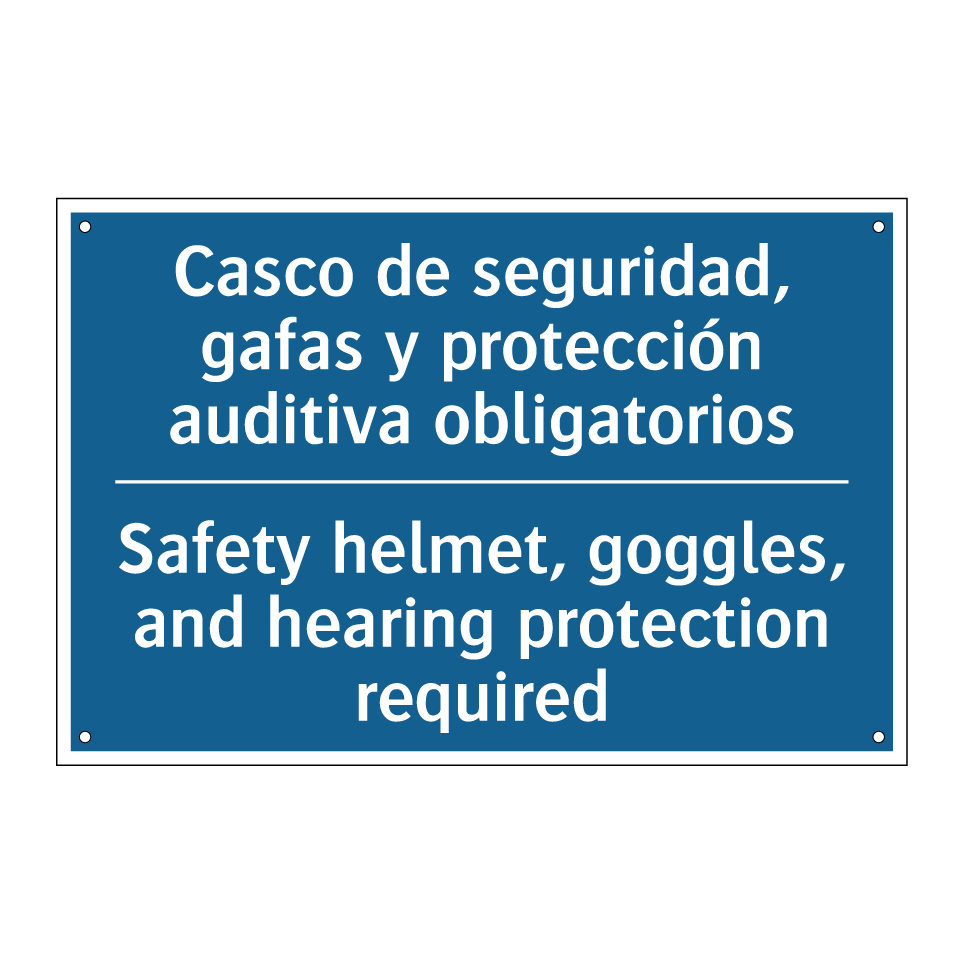 Casco de seguridad, gafas y protección /.../ - Safety helmet, goggles, and hearing /.../