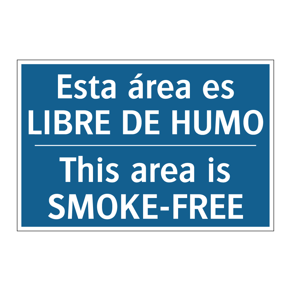Esta área es LIBRE DE HUMO - This area is SMOKE-FREE