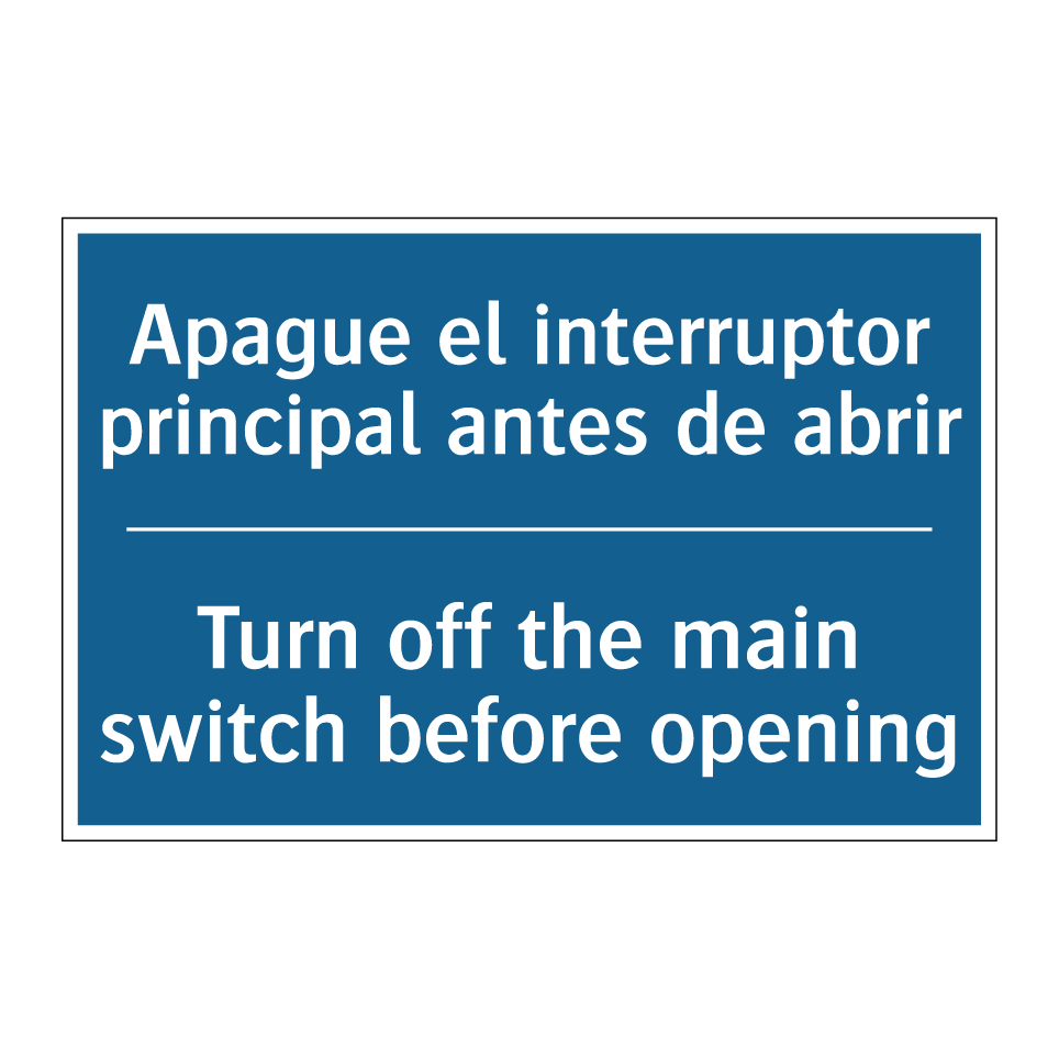 Apague el interruptor principal /.../ - Turn off the main switch before /.../