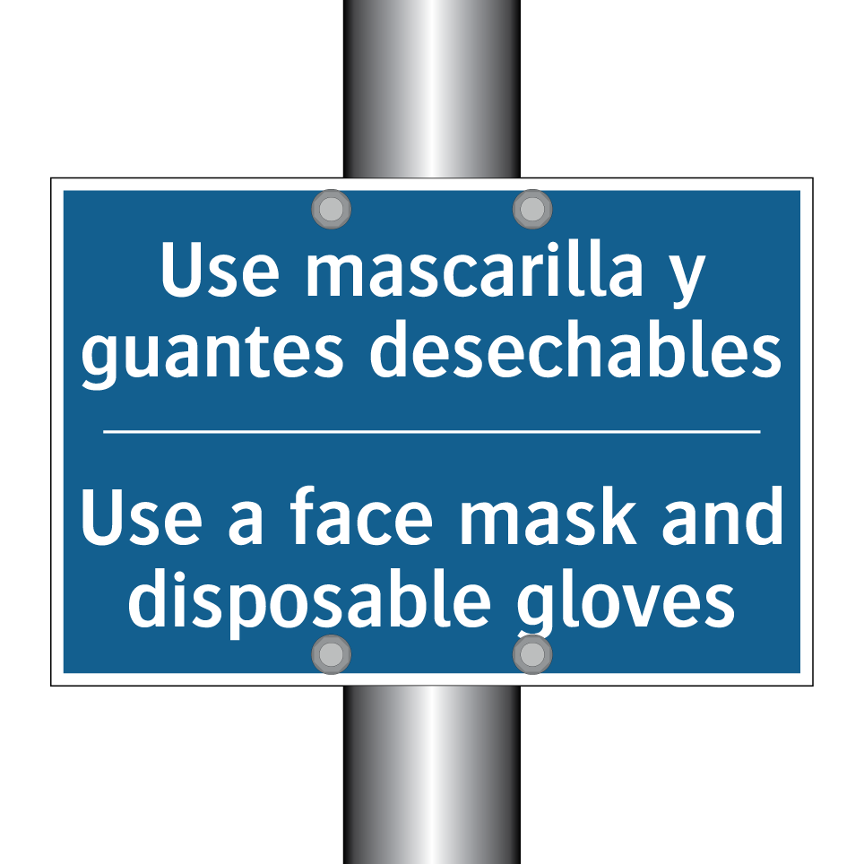 Use mascarilla y guantes desechables /.../ - Use a face mask and disposable /.../