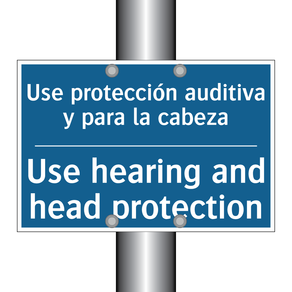 Use protección auditiva y para /.../ - Use hearing and head protection /.../