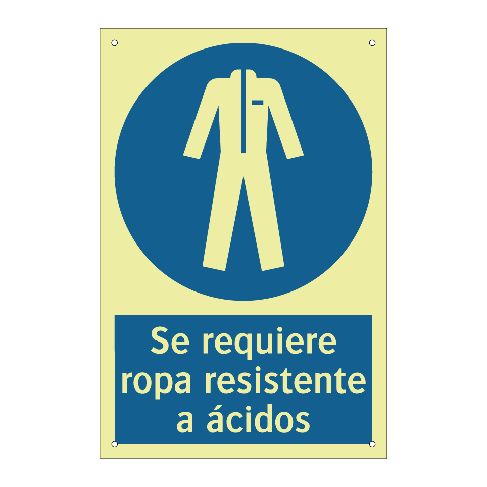 Se requiere ropa resistente a ácidos