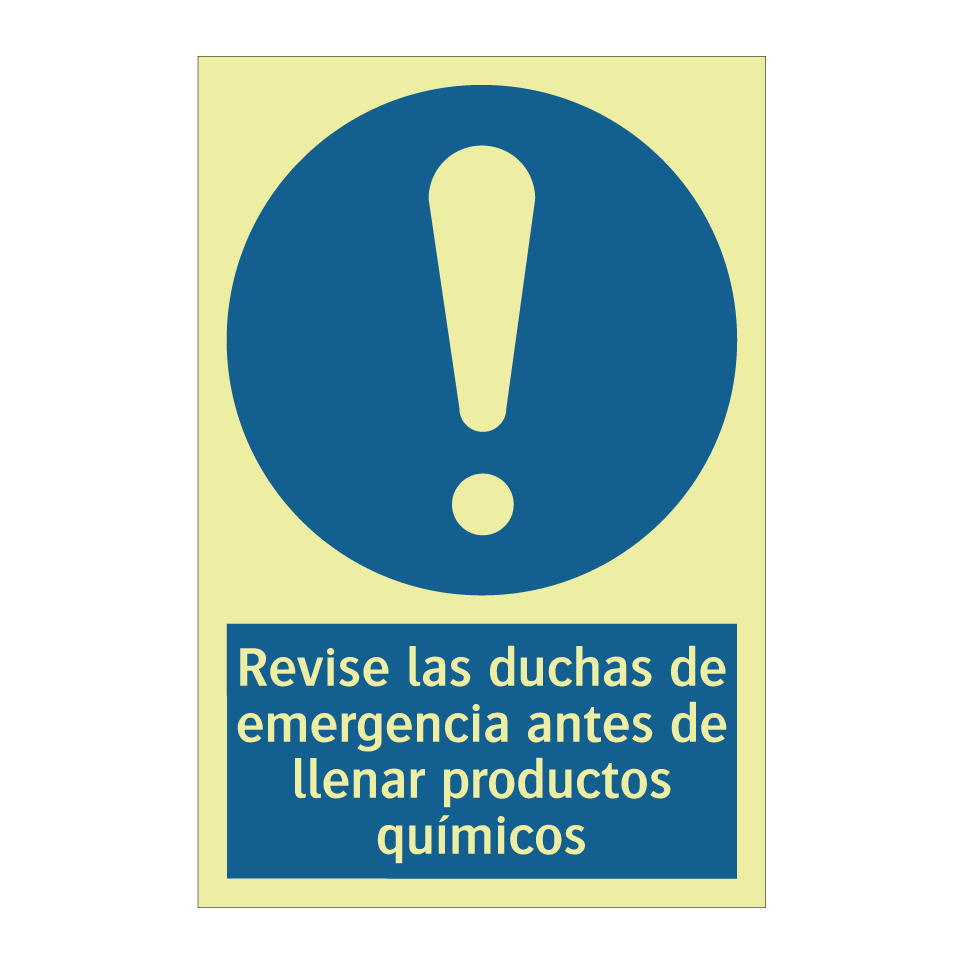 Revise las duchas de emergencia antes de llenar productos químicos