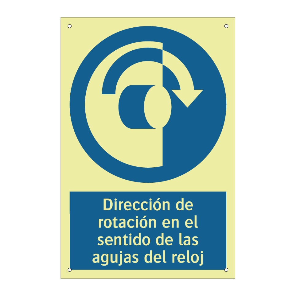 Dirección de rotación en el sentido de las agujas del reloj