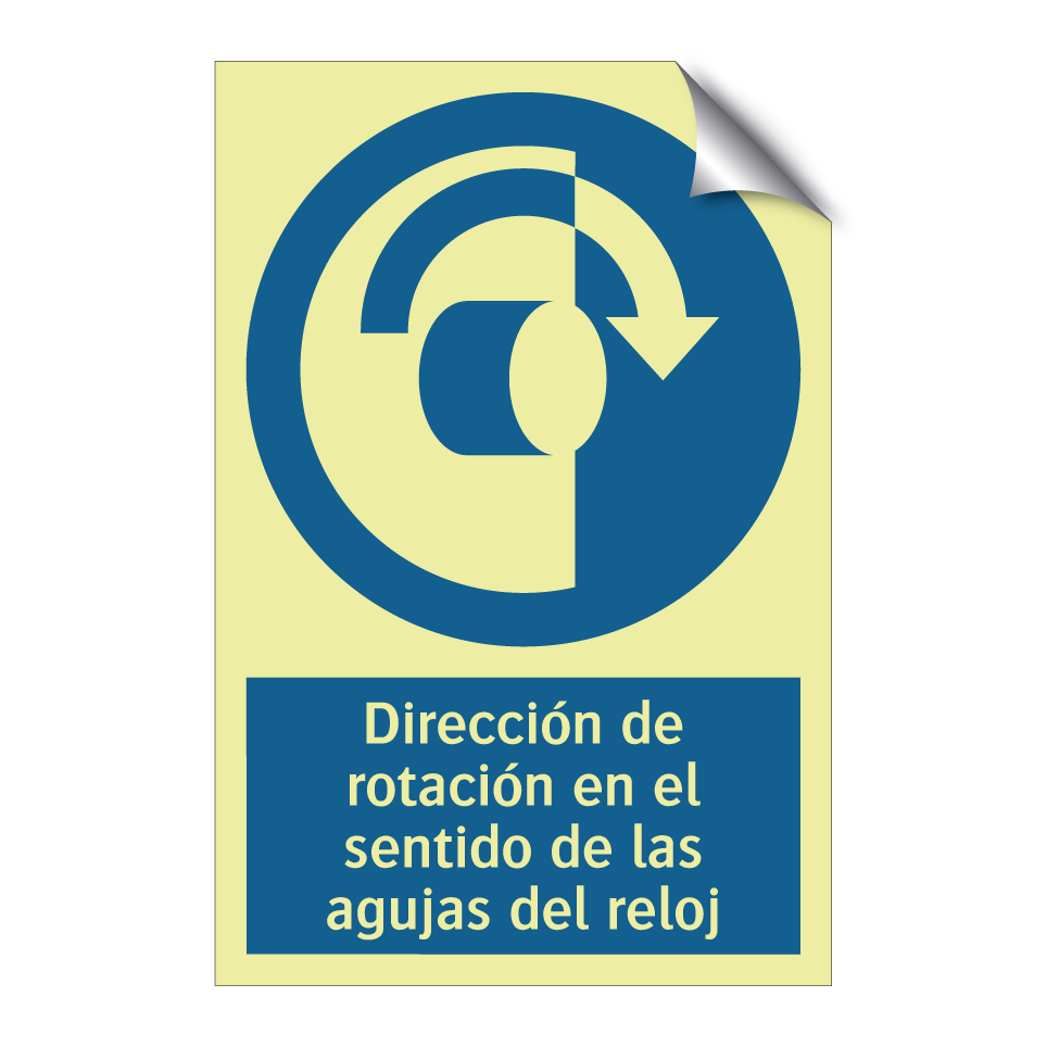 Dirección de rotación en el sentido de las agujas del reloj