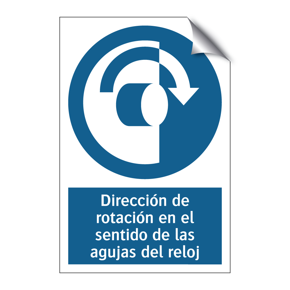 Dirección de rotación en el sentido de las agujas del reloj