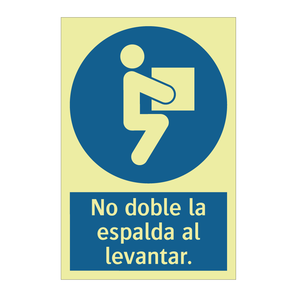 No doble la espalda al levantar.