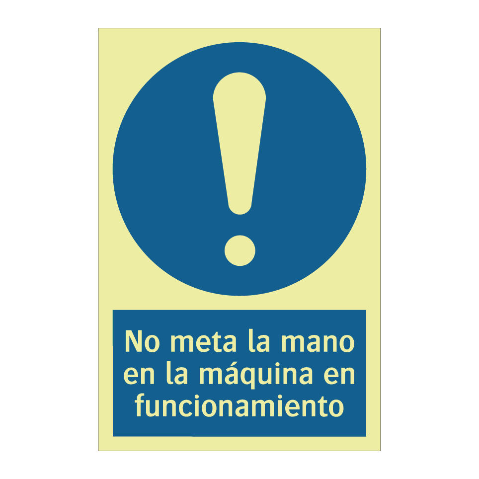 No meta la mano en la máquina en funcionamiento