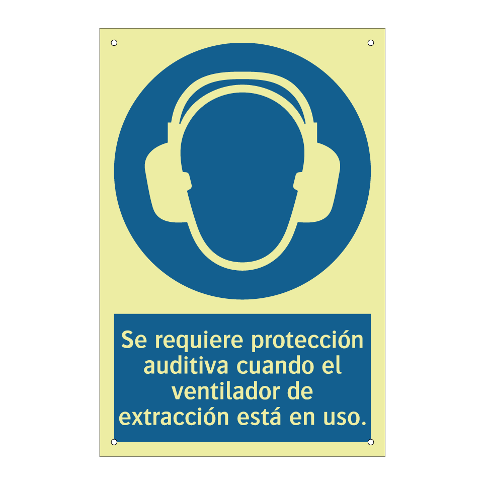 Se requiere protección auditiva cuando el ventilador de extracción está en uso.