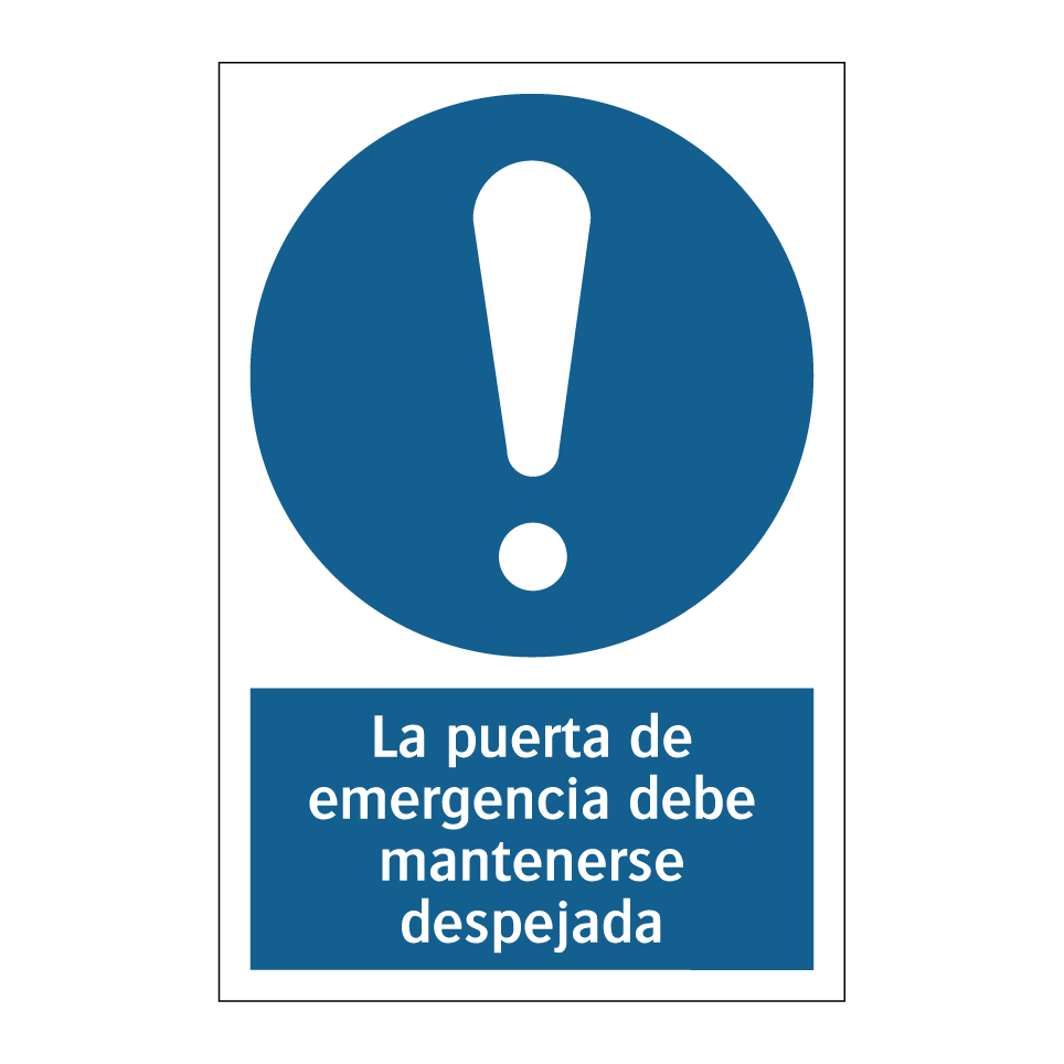 La puerta de emergencia debe mantenerse despejada