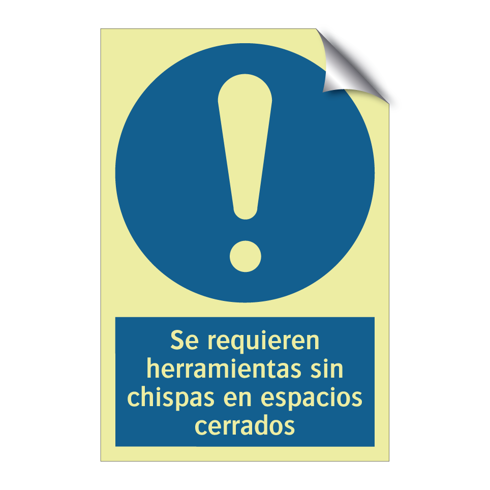 Se requieren herramientas sin chispas en espacios cerrados