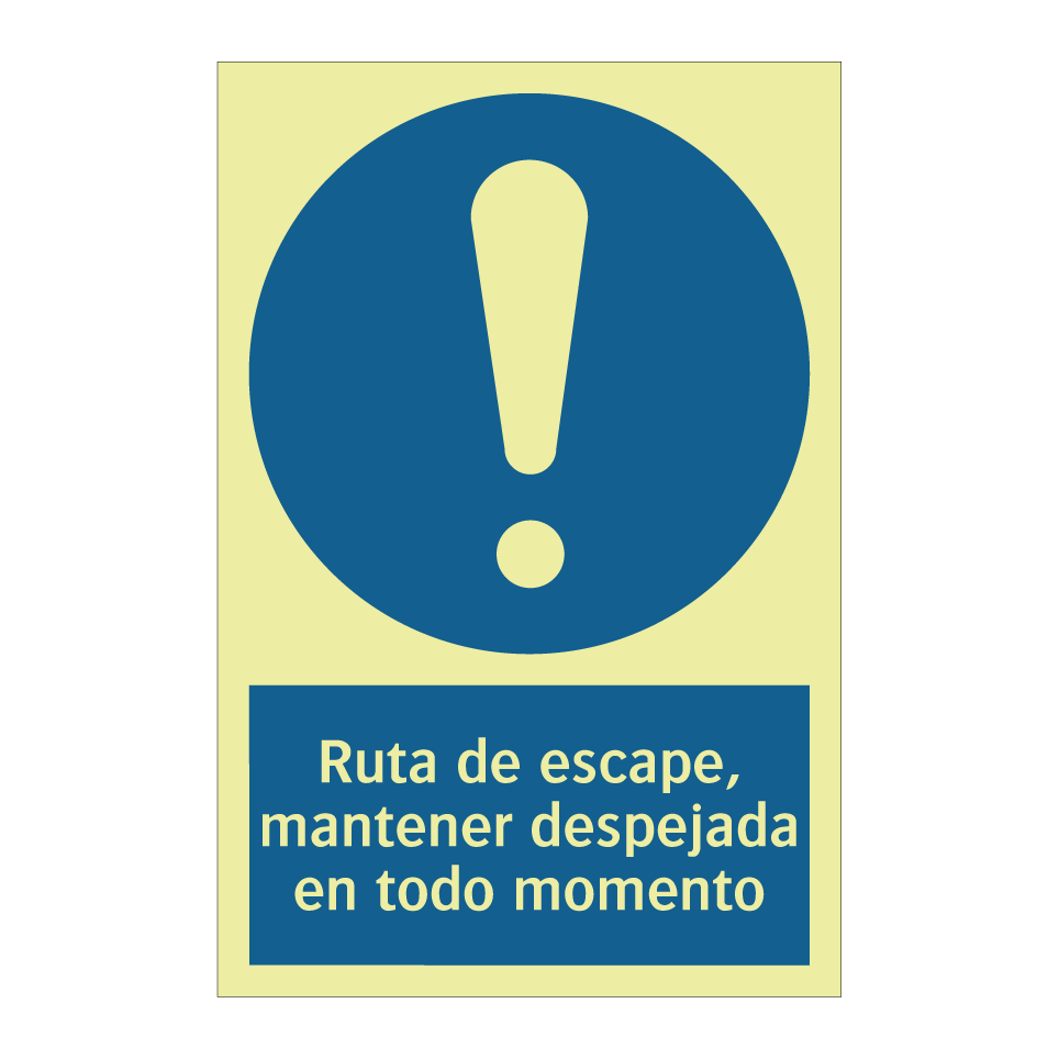 Ruta de escape, mantener despejada en todo momento