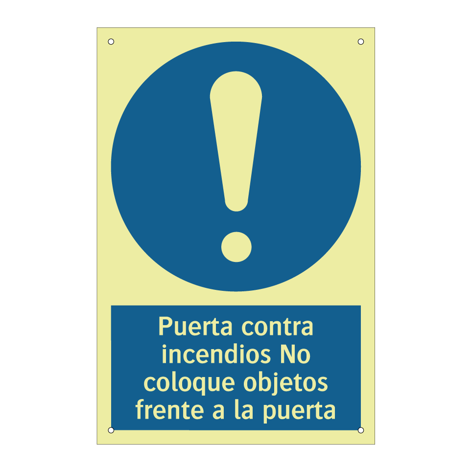 Puerta contra incendios No coloque objetos frente a la puerta