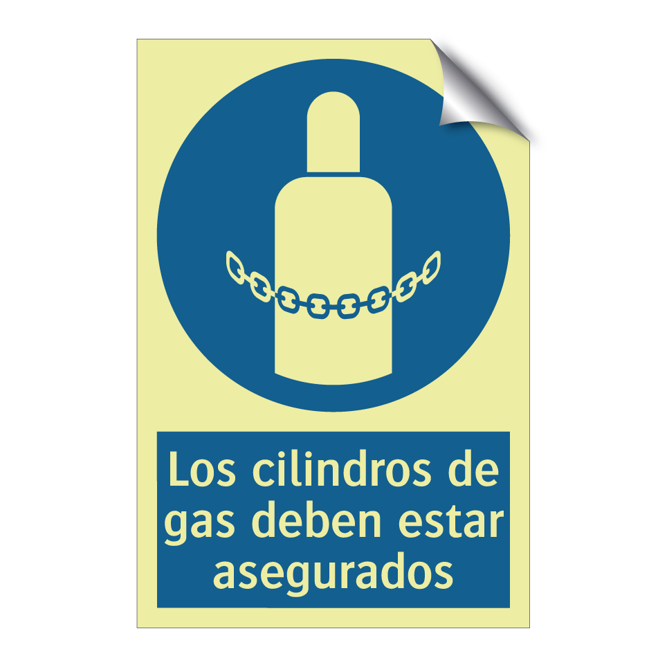 Los cilindros de gas deben estar asegurados