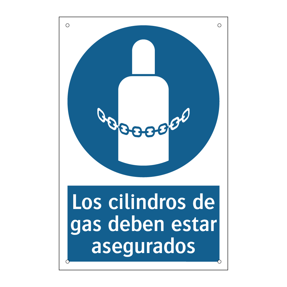 Los cilindros de gas deben estar asegurados