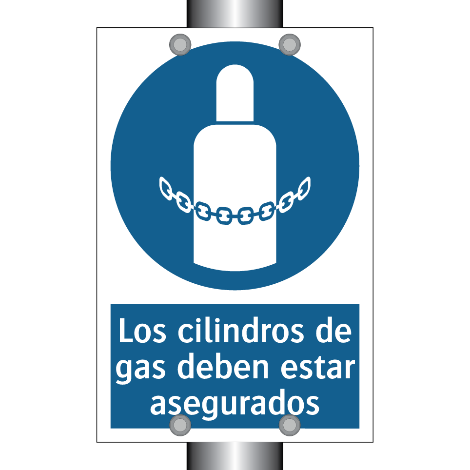 Los cilindros de gas deben estar asegurados