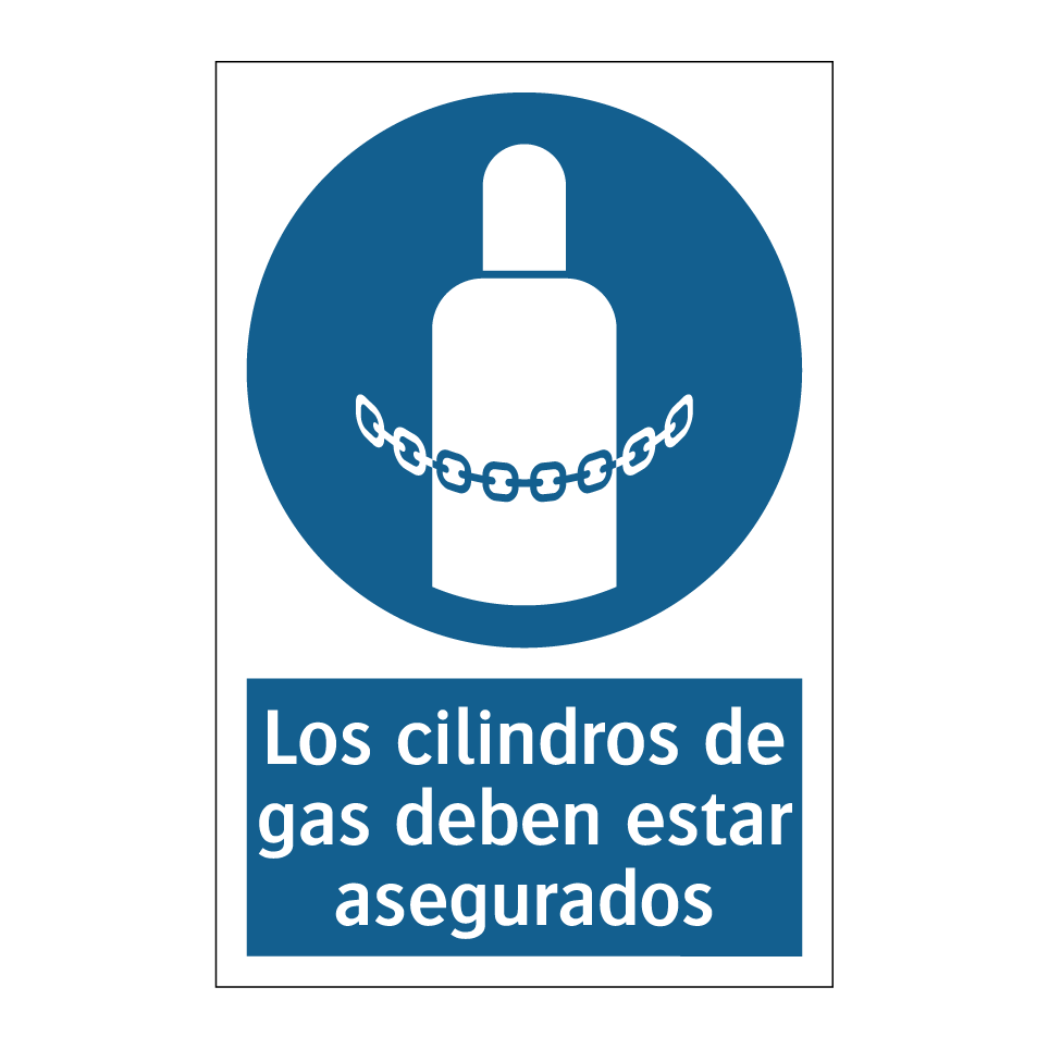 Los cilindros de gas deben estar asegurados