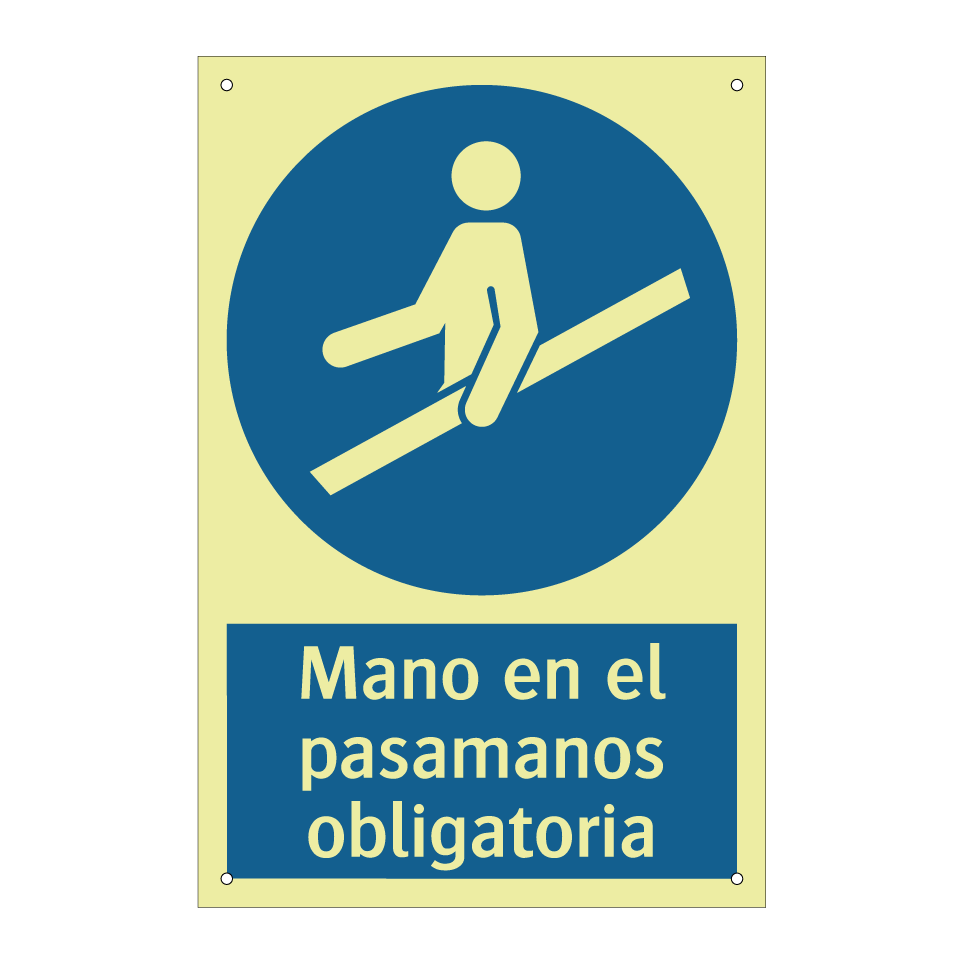 Mano en el pasamanos obligatoria