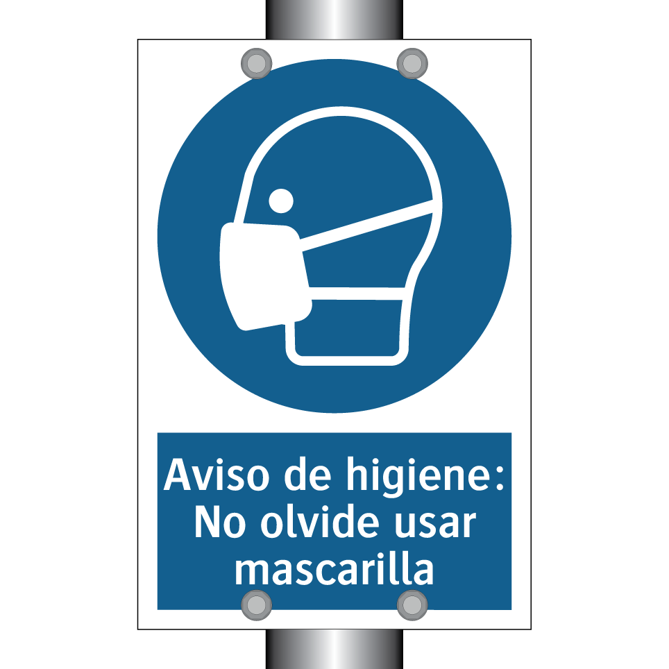 Aviso de higiene: No olvide usar mascarilla