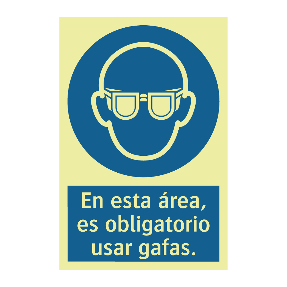 En esta área, es obligatorio usar gafas.