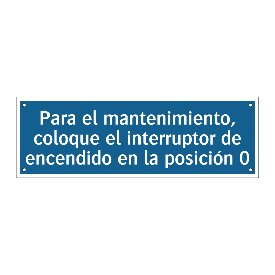 Para el mantenimiento, coloque el interruptor de encendido en la posición 0