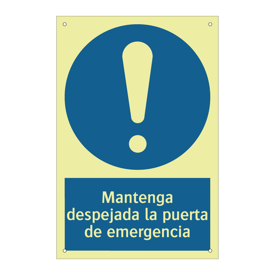 Mantenga despejada la puerta de emergencia
