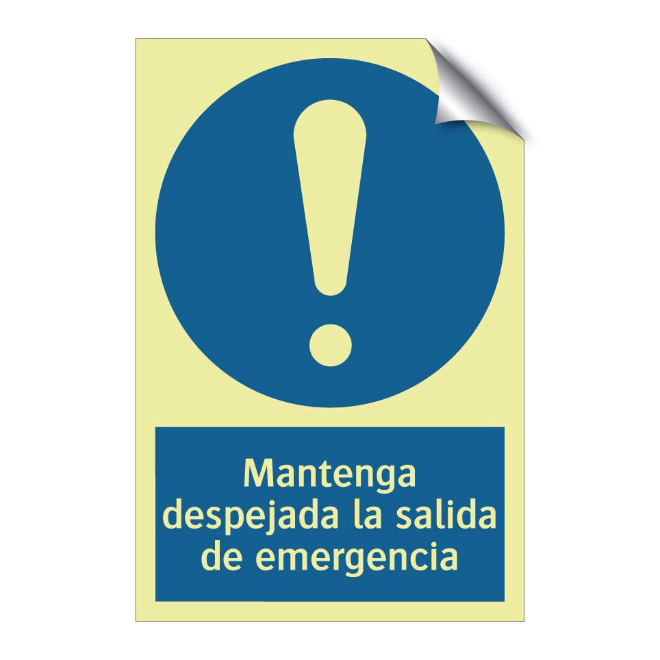 Mantenga despejada la salida de emergencia