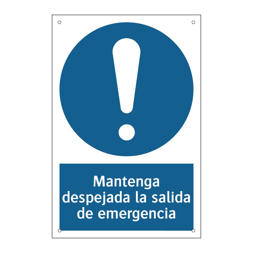 Mantenga despejada la salida de emergencia