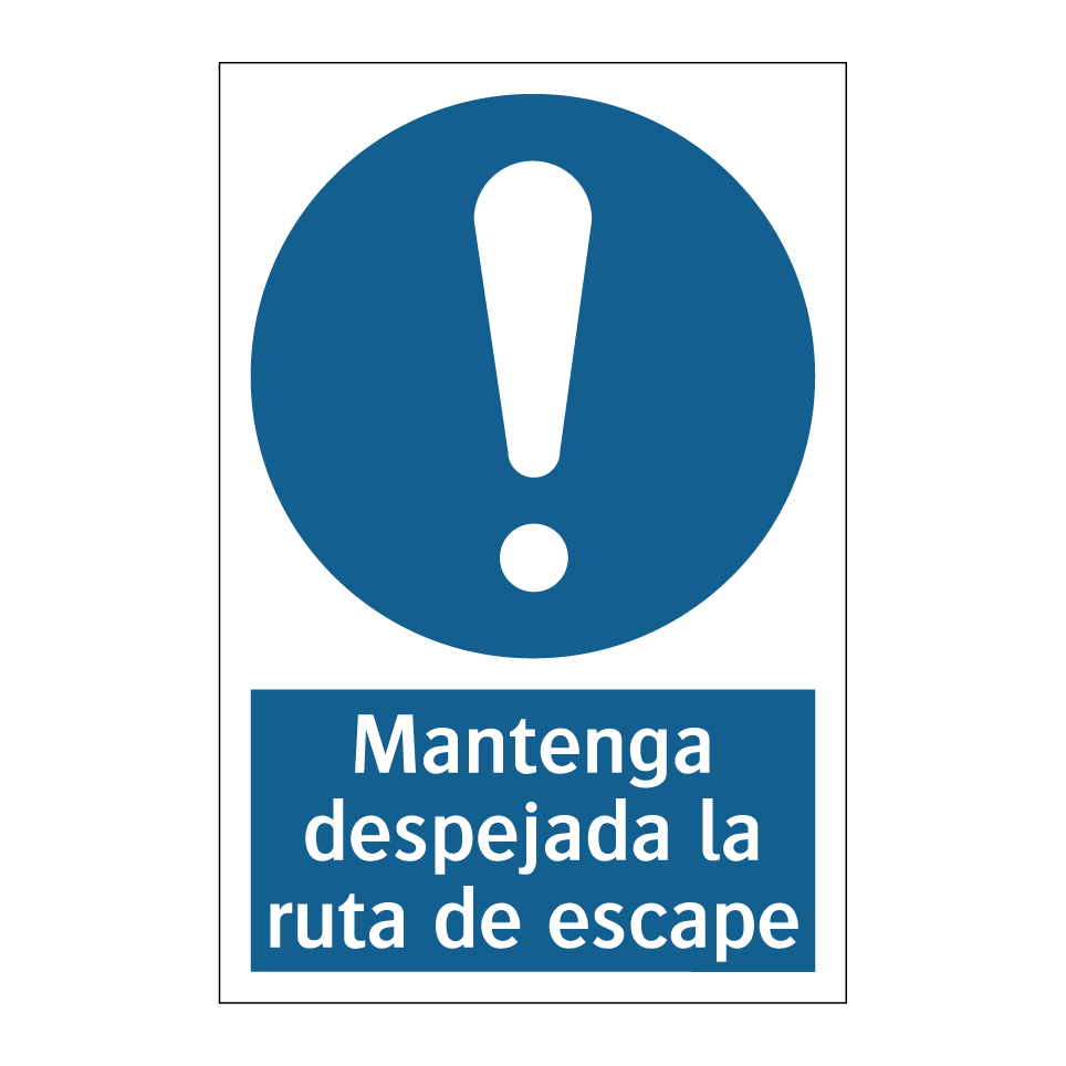 Mantenga despejada la ruta de escape