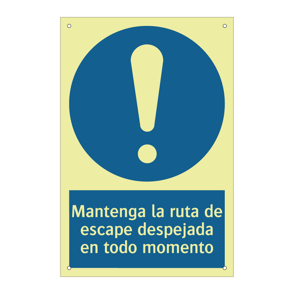 Mantenga la ruta de escape despejada en todo momento
