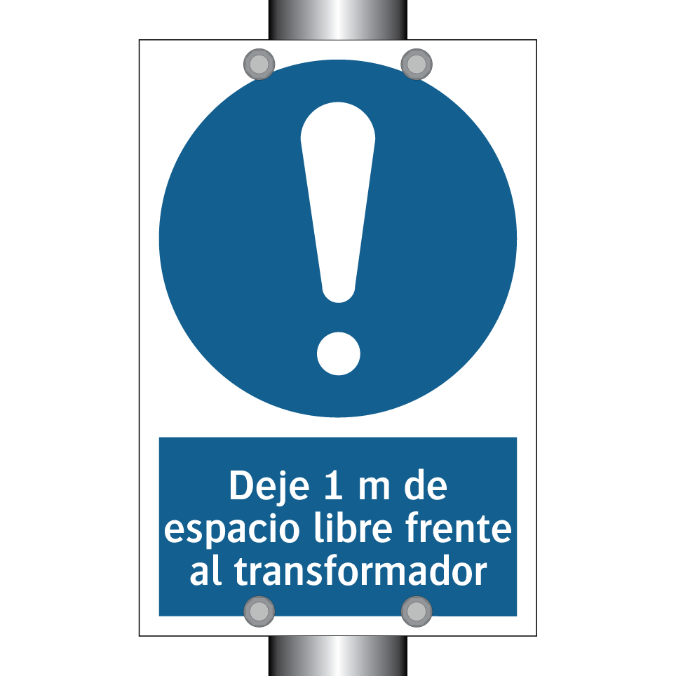 Deje 1 m de espacio libre frente al transformador