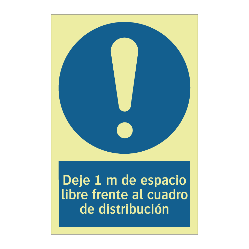 Deje 1 m de espacio libre frente al cuadro de distribución